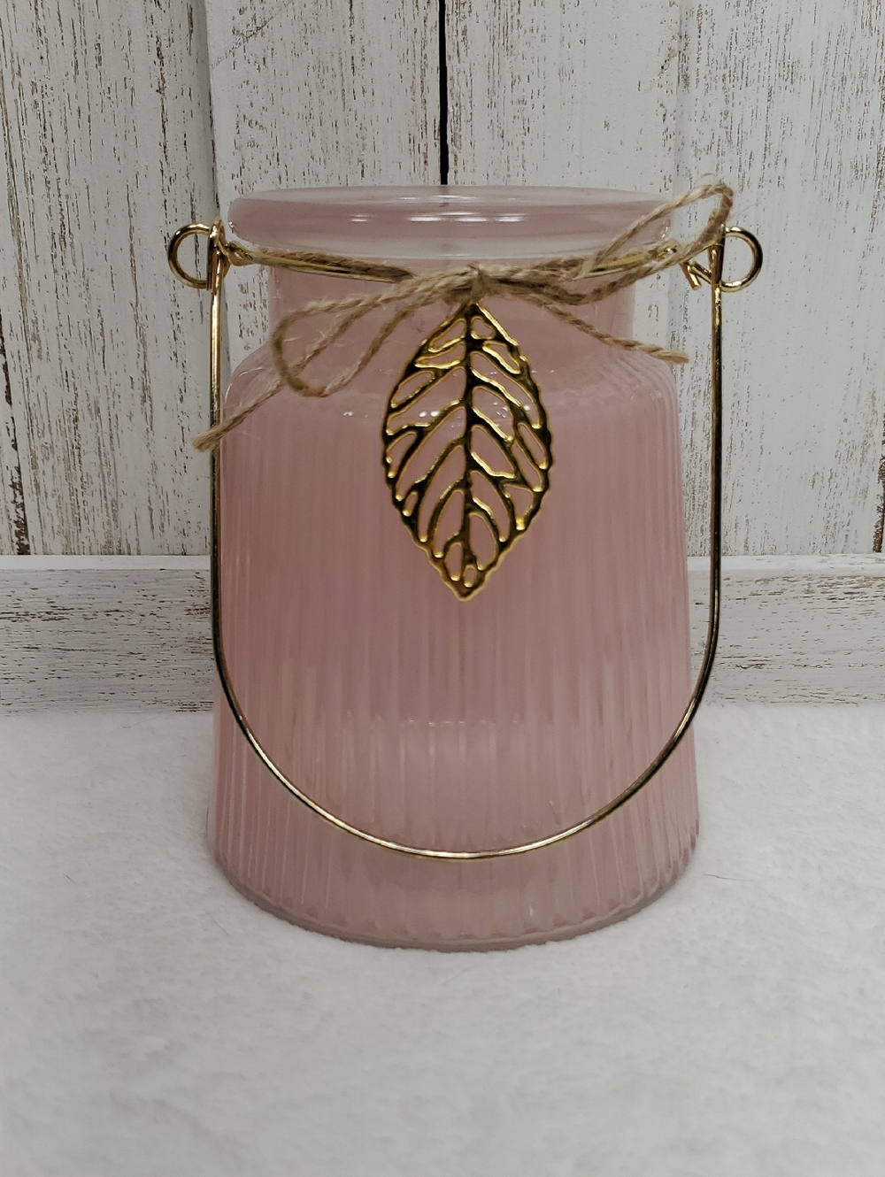 Decorative Votive Candle Holder Vase with Gold Leaf Accent